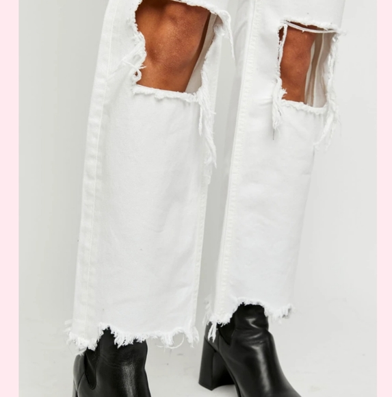 Free People Maggie Mid Rise Straight Leg Jeans in Optic White - Picture 4 of 9